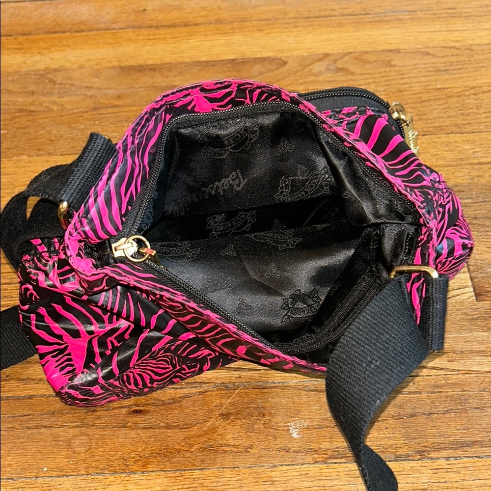 Betsey Johnson Pink Zebra Print Crossbody Bag - Picture 3 of 4